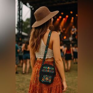 🌸 Bordado Embroidered Crossbody Bag + Tumbler Belt | Multi-Way Festival Ready 🌸
